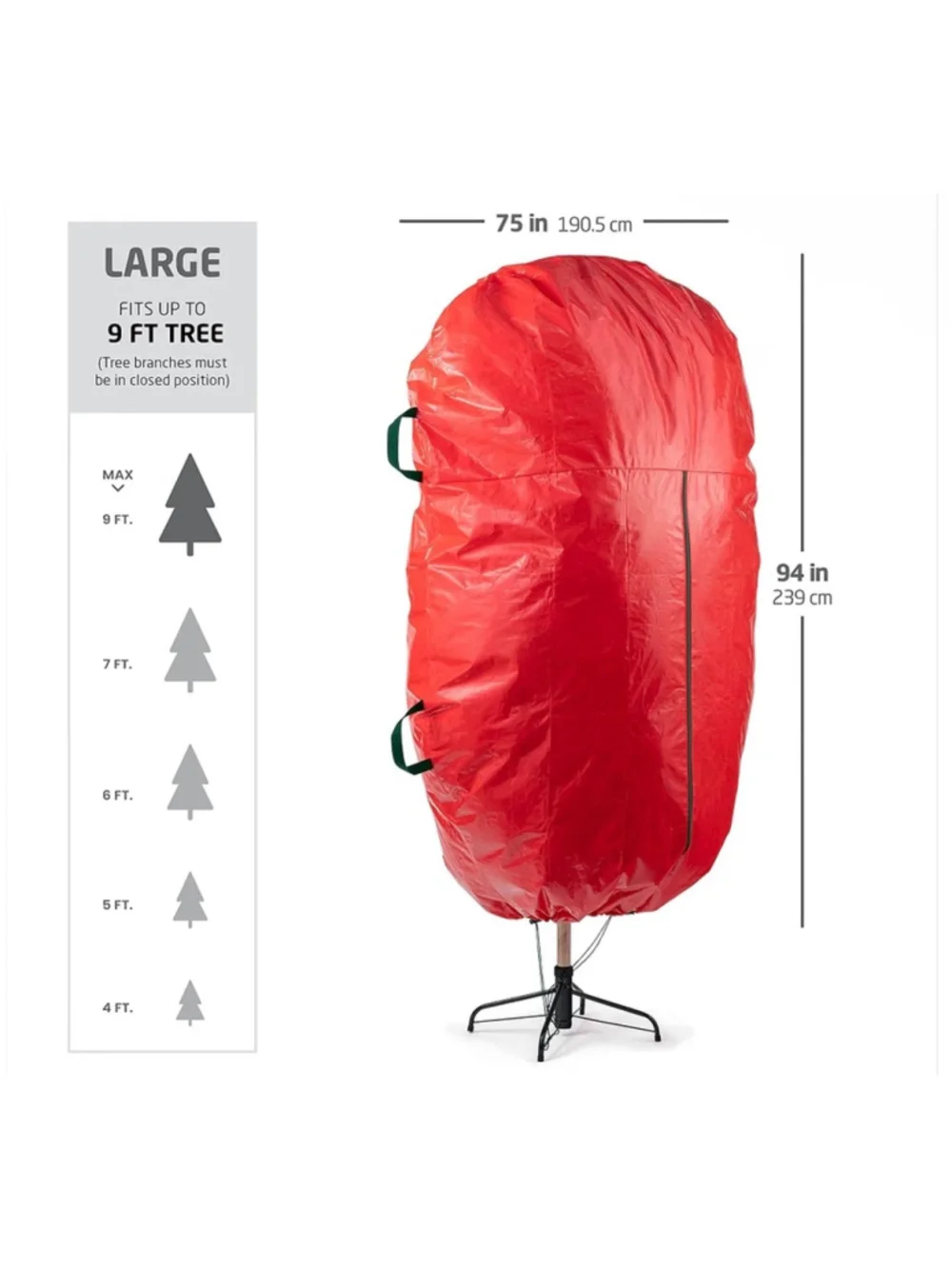 NEW ZOBER Upright Christmas Tree Storage Bag With Drawstring Hem Fits 9 Ft
